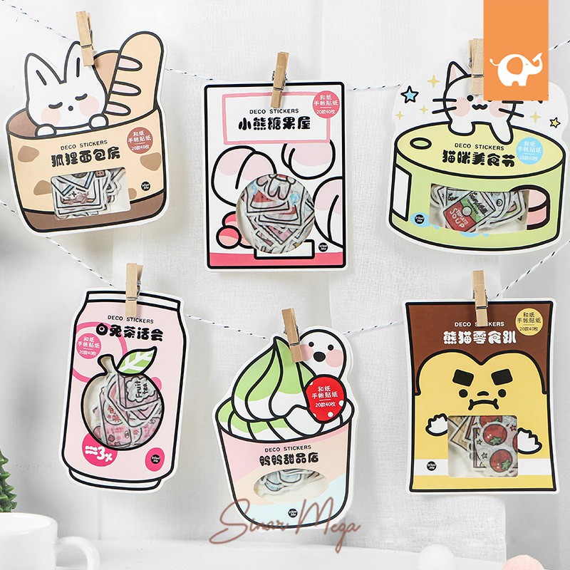 Little Kawaii Flake Stickers Set Stiker Motif Lucu  Unik 