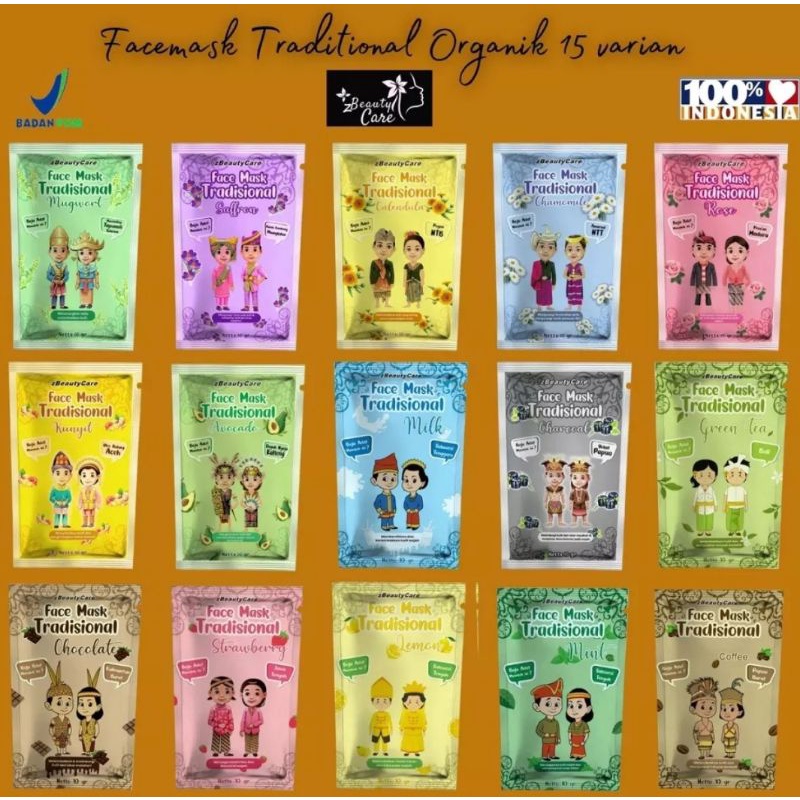 BPOM TRADITONAL FACEMASK ORGANIK WHITENING BY ZBEAUTYCARE SASET TRAVEL SIZE