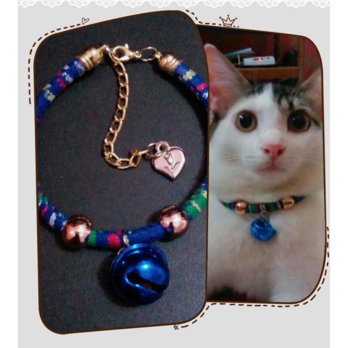 kalung kucing songket biru