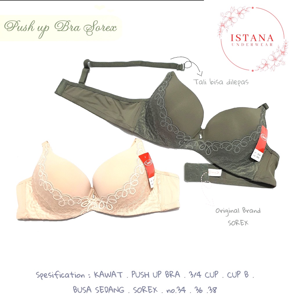 SOREX WARNA TERBARU Sorex Push Up Bra renda lembut PREMIUM / BH sorex kawat CUP B SOREX ASLI