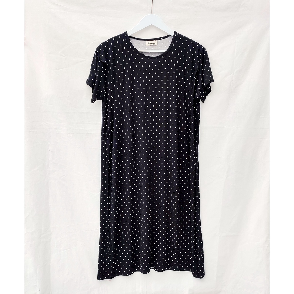 LAURA Baju Busui Bukaan Samping Kanan Kiri Murah | Dress Menyusui Kaos-Polka Black