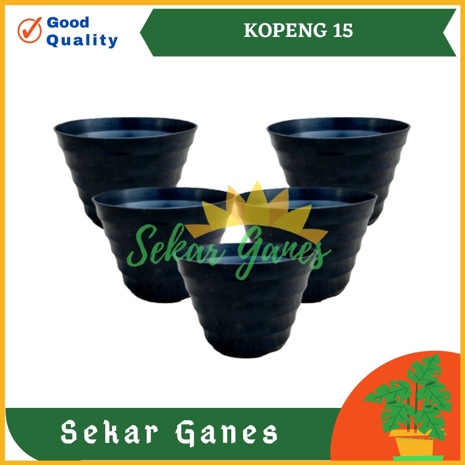 POT BUNGA KOPENG 15 HITAM 14.5CM BY GARDEN OF LOVE POT PLASTIK MURAH LUCU Pot bkn Hitam 15 cm Murah