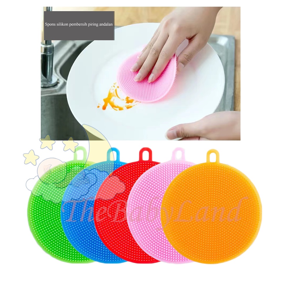 [1KG 76PCS] Babyland Spons Cuci Piring Silikon Serbaguna Spon Sponge Silicone Busa Alat Dishwashing Sikat Bulat Warna