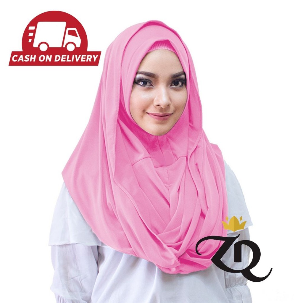 ZR - Hijab Instan Sosor Jersey Jilbab Tanpa Peniti Langsung Slup Bahan Adem Tidak Berbulu
