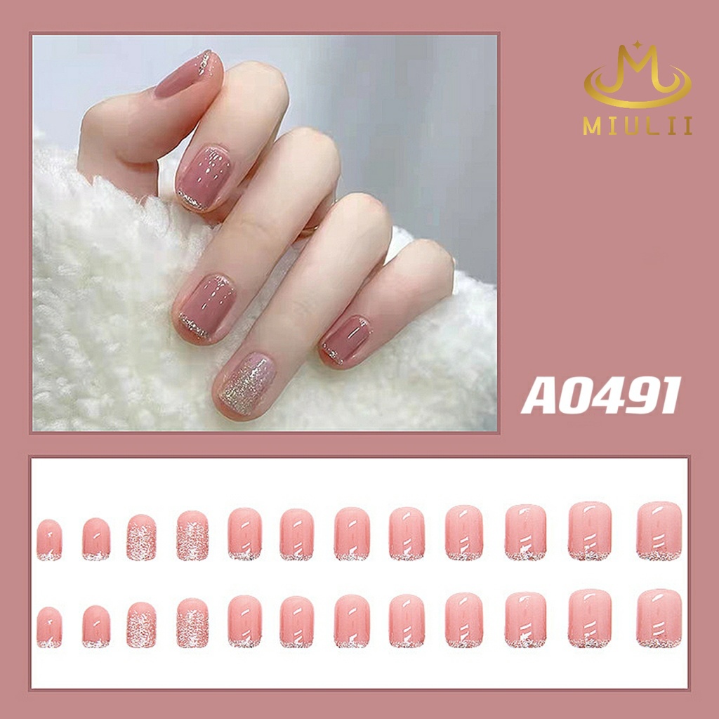 MIULII / KUKU PALSU  A0491  / 24PCS / 3D / NAIL ART / PREMIUM / CUTE / BIRU / FREE LEM JELLY / KUTEK