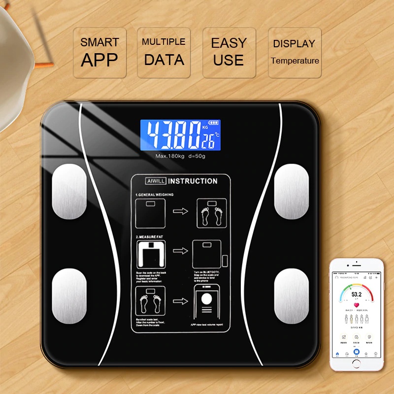 Timbangan Badan Digital BMI Kadar Lemak Lengkap Body Fat Scale Mass Monitor Analysis 180 Kg