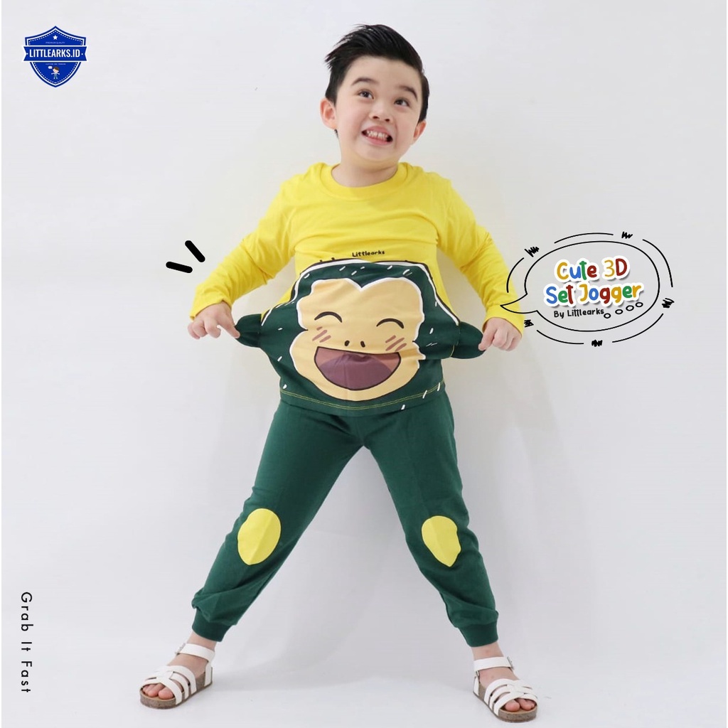 SETELAN ANAK BAJU ANAK UNISEX CUTE 3D ANIMAL 2-10 TAHUN