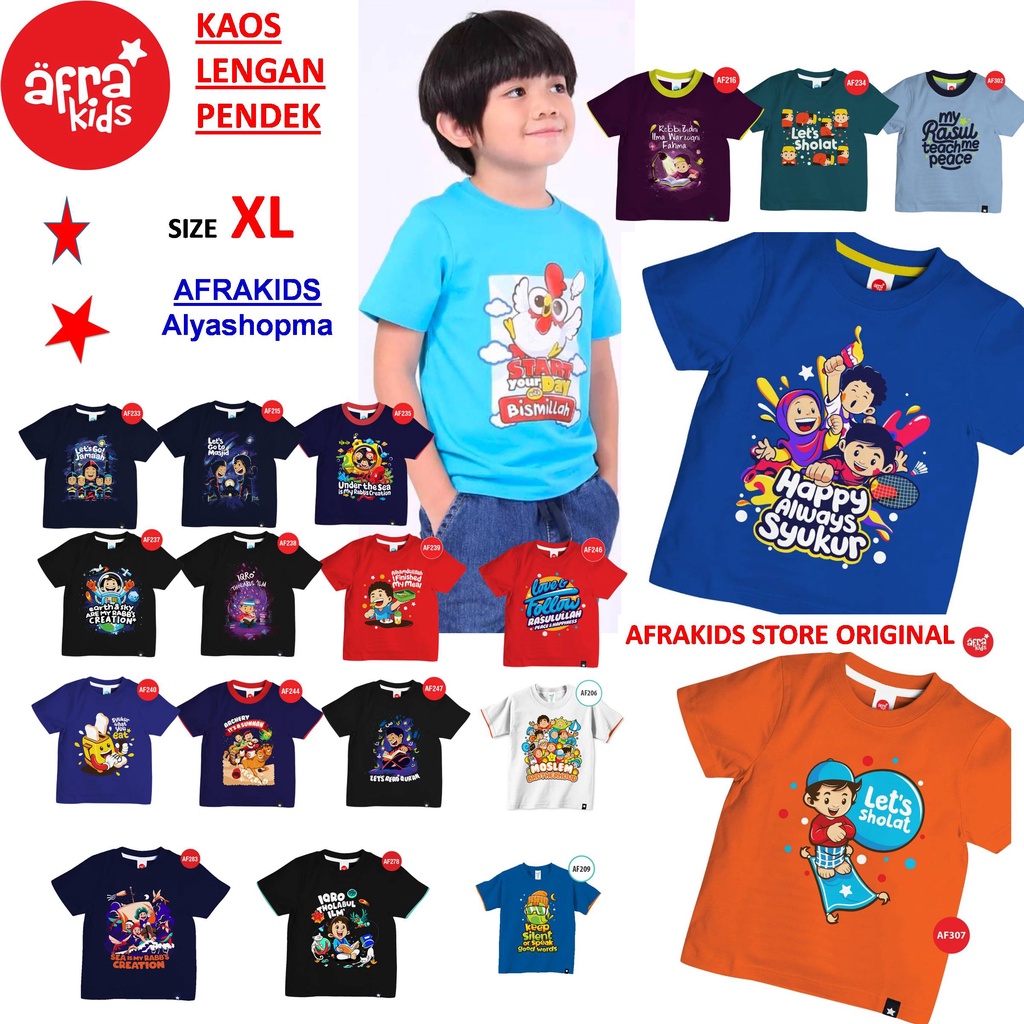 Kaos Afrakids Laki-laki Size XL / Kaos Anak Muslim  SIZE XL (untuk size S, M, L &amp; XXL ada di etalase yang berbeda)