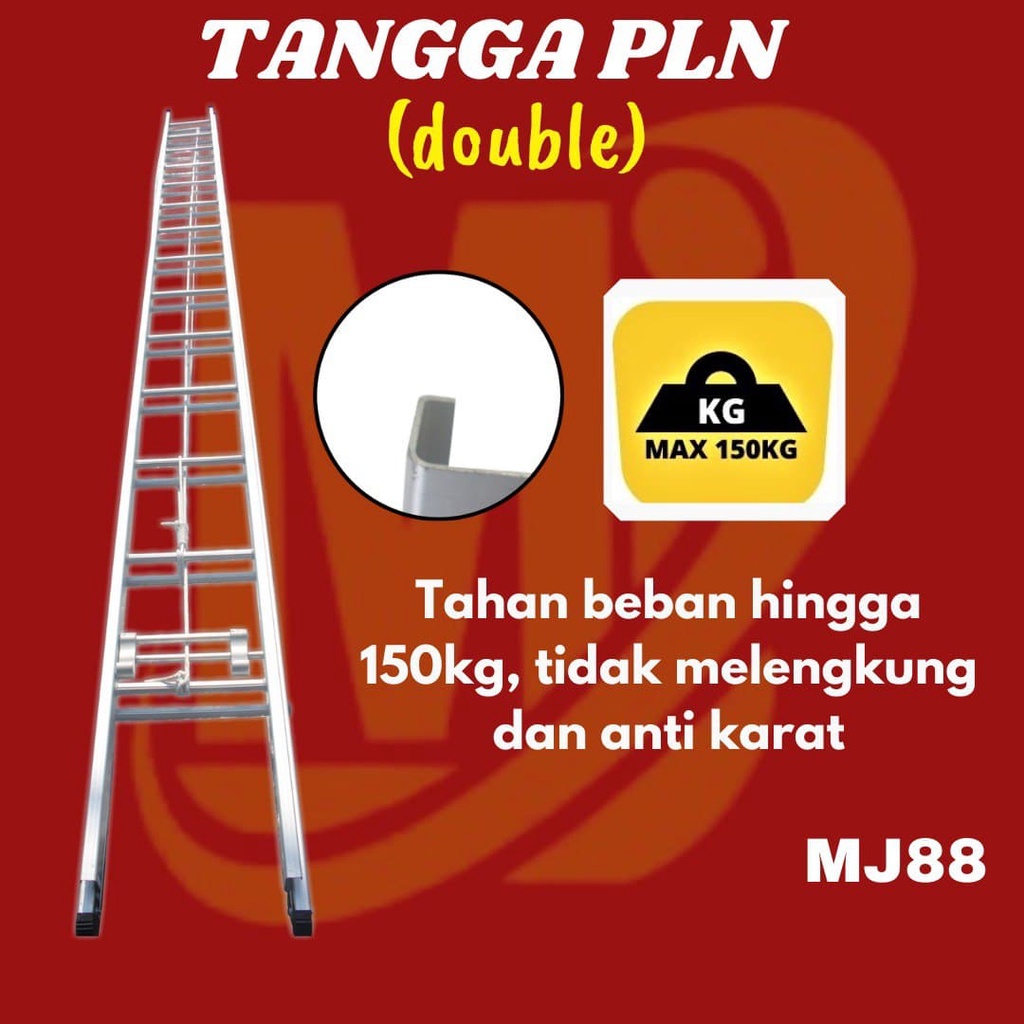 Tangga PLN MJ88 Double 6D | 12 Meter | Sliding Sorong