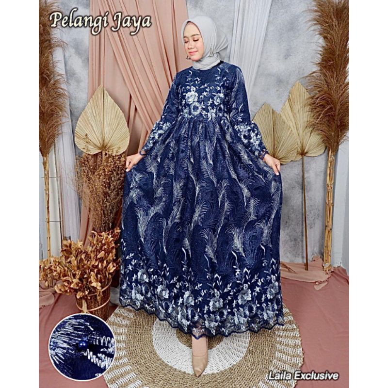 gamis pesta layla premium / gamis pesta mewah / baju kondangan / gamis tule mewah / gamis kondangan