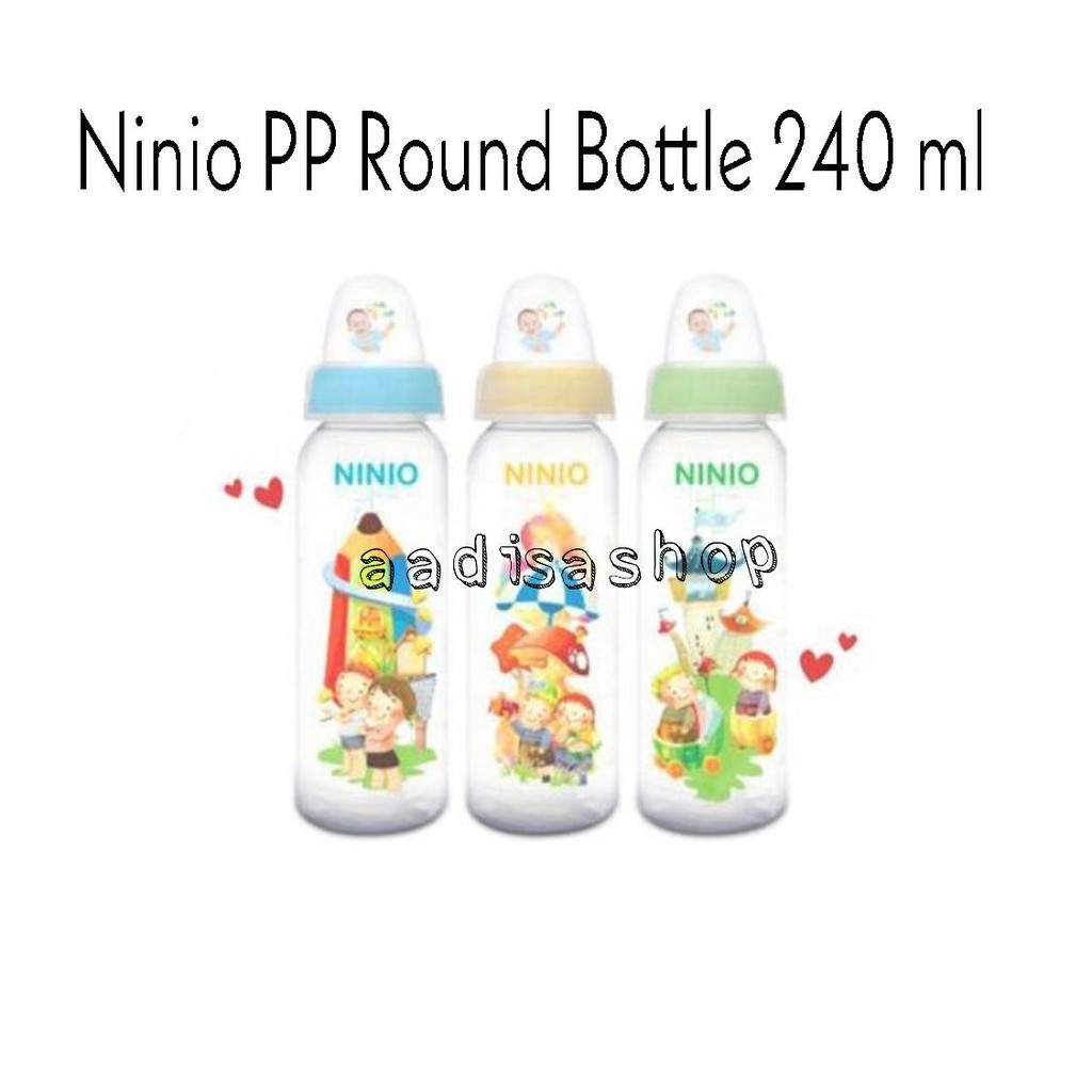 Ninio PP Round Bottle Botol Susu Asi Dot Bayi Anak 240 ml