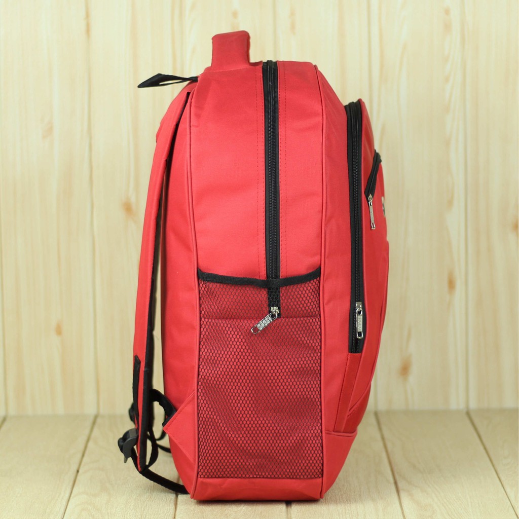 Tas Polo Pria Essential Merah Bahan Tebal Ransel Kerja Pria Murah Polos Bonus Raincover Bagus Nyaman Tas Sekolah Sma Smp Distro