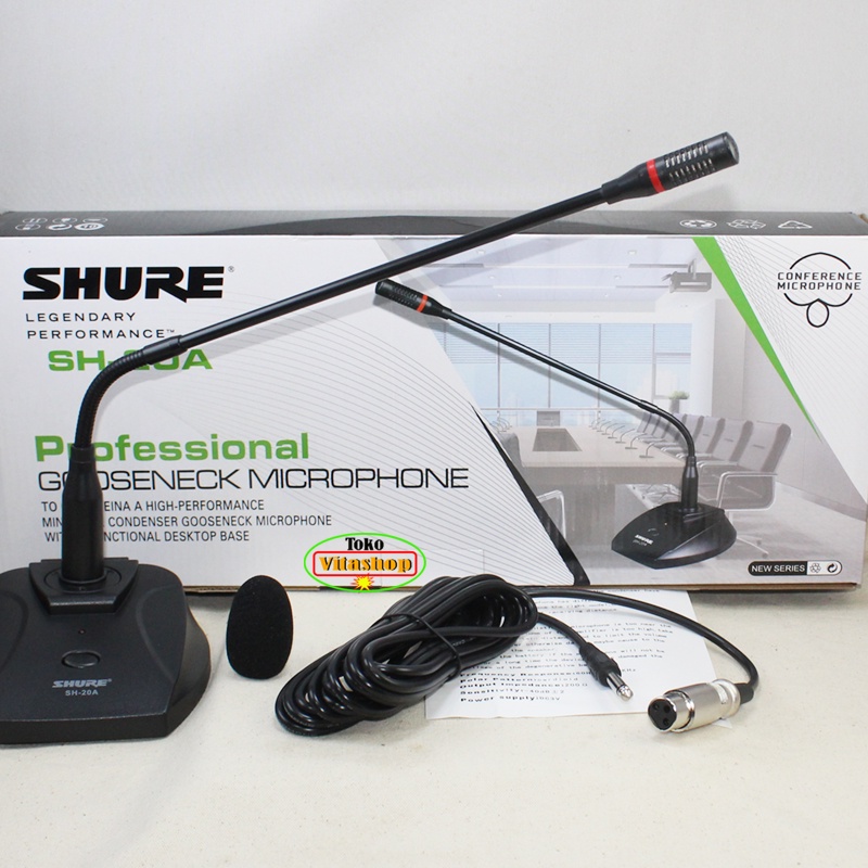 Microphone Meja Shure SH-20A Mic Podium Mikrofon Condensor Mik Kabel