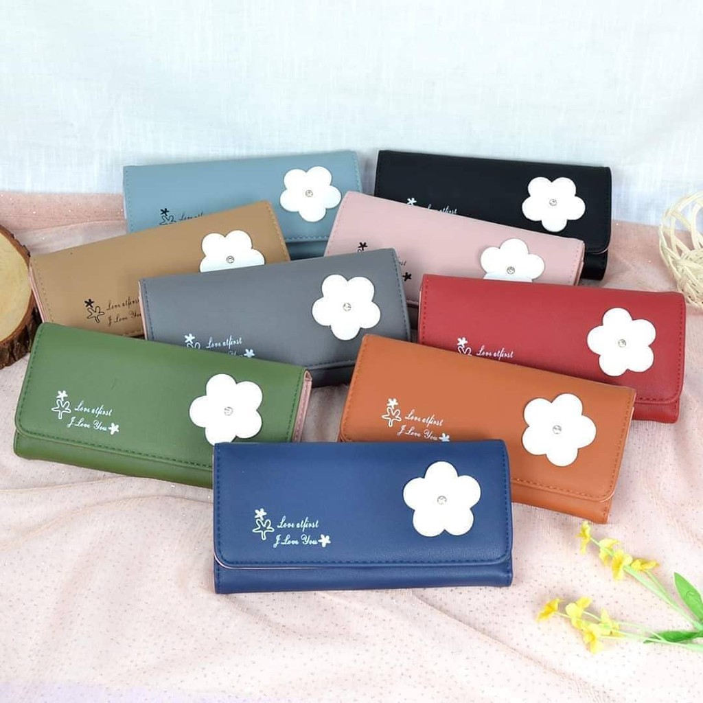 Dompet Lipat Panjang Logo 3D Flower Wanita Import 2306-23