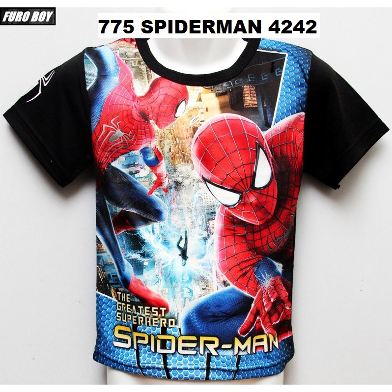 775 spiderman 4242  kaos anak laki furo sablon/printing/hadiah/kaos/anak/keren/unik/printing/murah