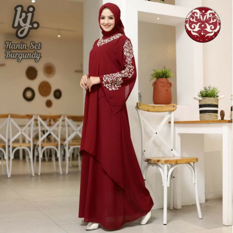 GAMIS HANIN SET HIJAB>BAJU GAMIS WANITA-by kj