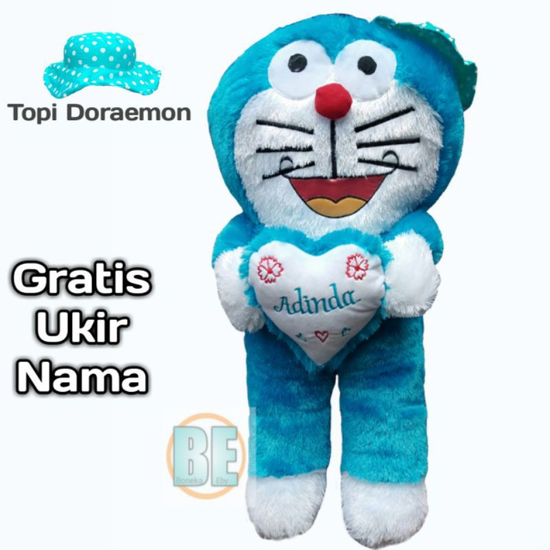 Boneka Doraemon Ukir Nama Doraemon Jumbo Boneka Besar Murah Lucu Topi Love Gratis Ukir Nama 85cm