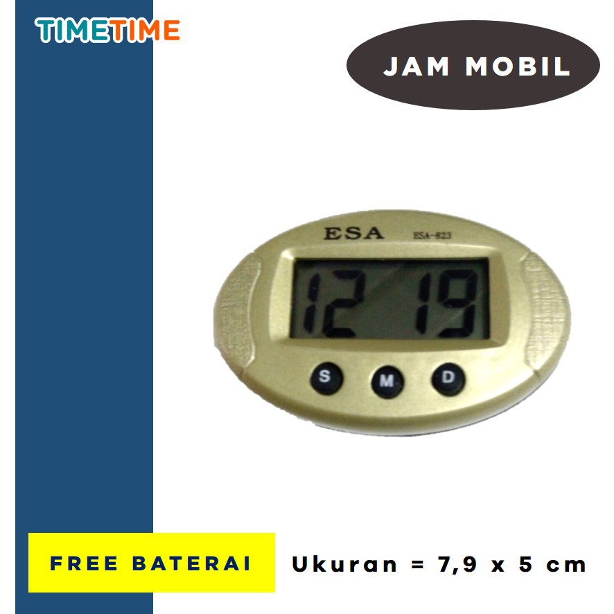 Jam Mobil Berkualitas Digital LCD Bentuk OVAL FREE BATERAI