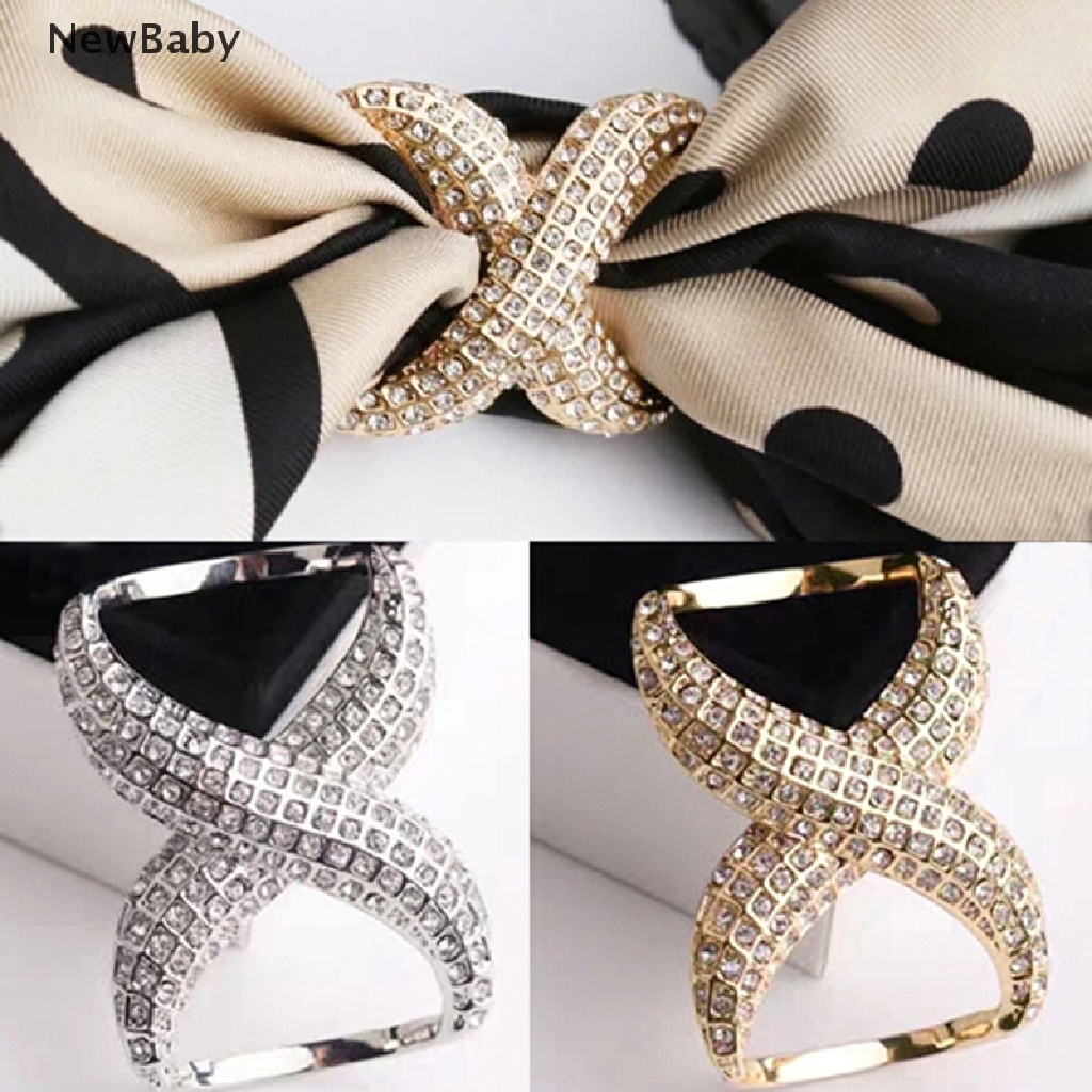 Newbaby Bros Pin Ring Bulat Hias Kristal Holder Scarf Wanita Untuk Pernikahan