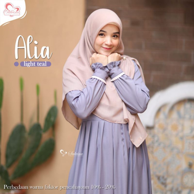 ALIA DRESS ORIGINAL BY SALVINA HIJAB / GAMIS BASIC SALVINA HIJAB / GAMIS WARNA OLIVE / GAMIS BUSUI /