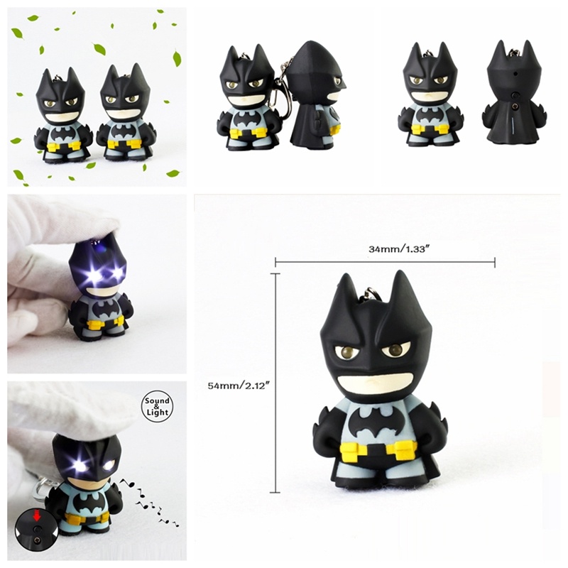 【Theredsunrisesiwy.id】New arrive Batman keychain Led keychain with sound  Flashlight  cool keyrings