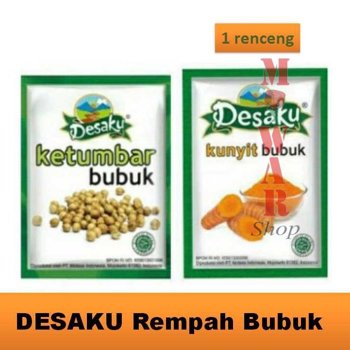 

(12 sachet x 1 renteng) DESAKU BUMBU INSTANT Kunir/ Kunyit Bubuk Atau Ketumbar Bubuk Murni 100%