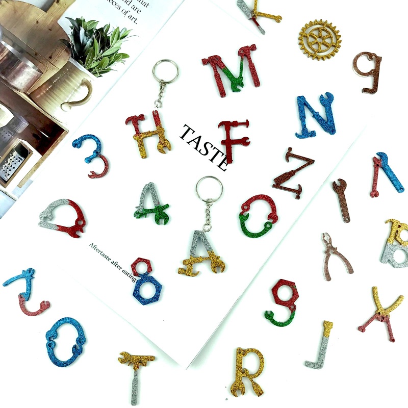 Siy Cetakan Resin Epoksi Bentuk Huruf Dengan Lubang Gantungan Kunci