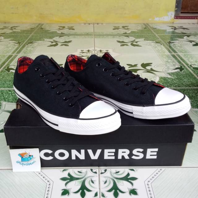 Converse Bassic Ctas Ox Black White Red Bright Poppy Original