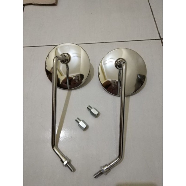 Spion Fino Vespa Fazio  Bulat Panjang Carbon Sepasang Honda Yamaha Retro CB kaca datar-4