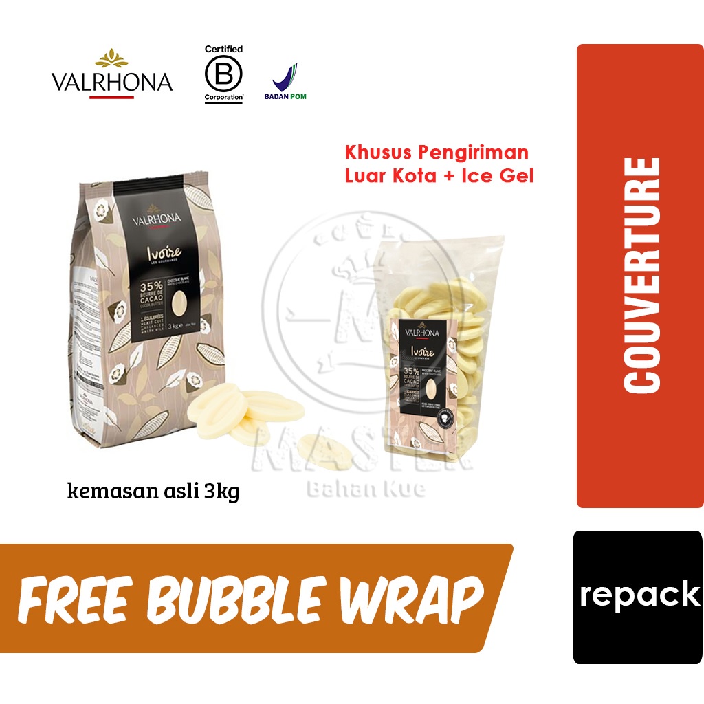 

Valrhona IVOIRE 35% WHITE Coklat Couverture Bentuk Koin [KHUSUS LUAR KOTA + ICE GEL]