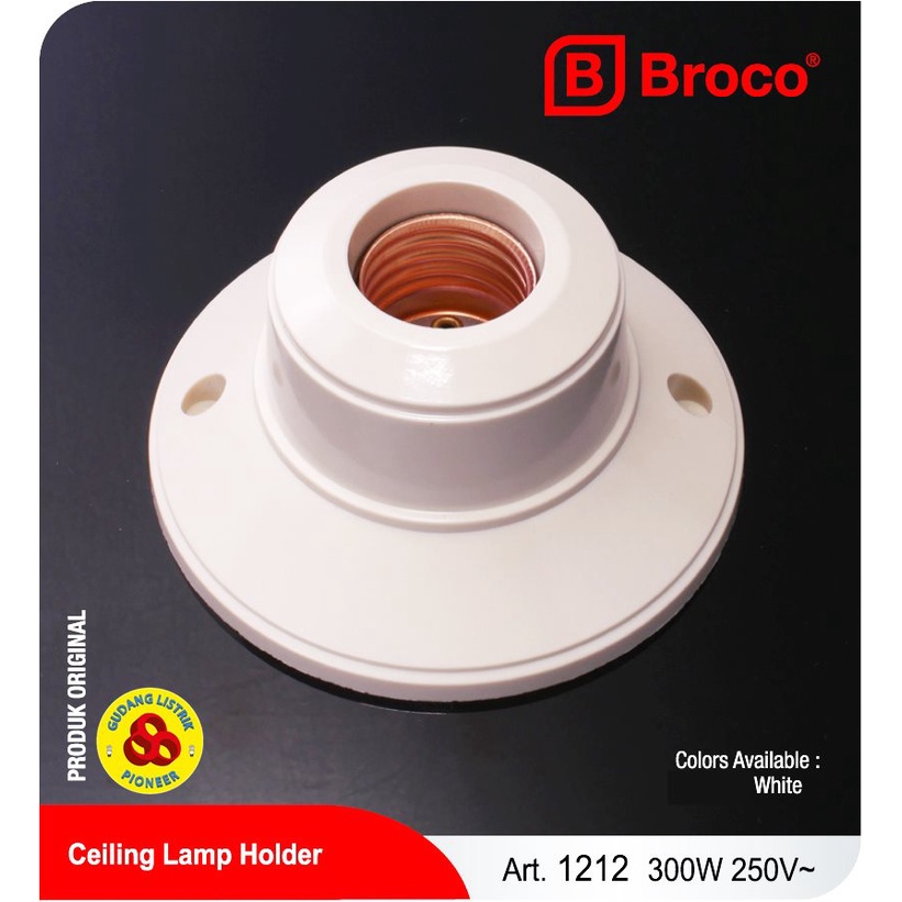 Broco Fitting Lampu Plafon Bulat 1212 White E27 Ceiling Lamp Holder