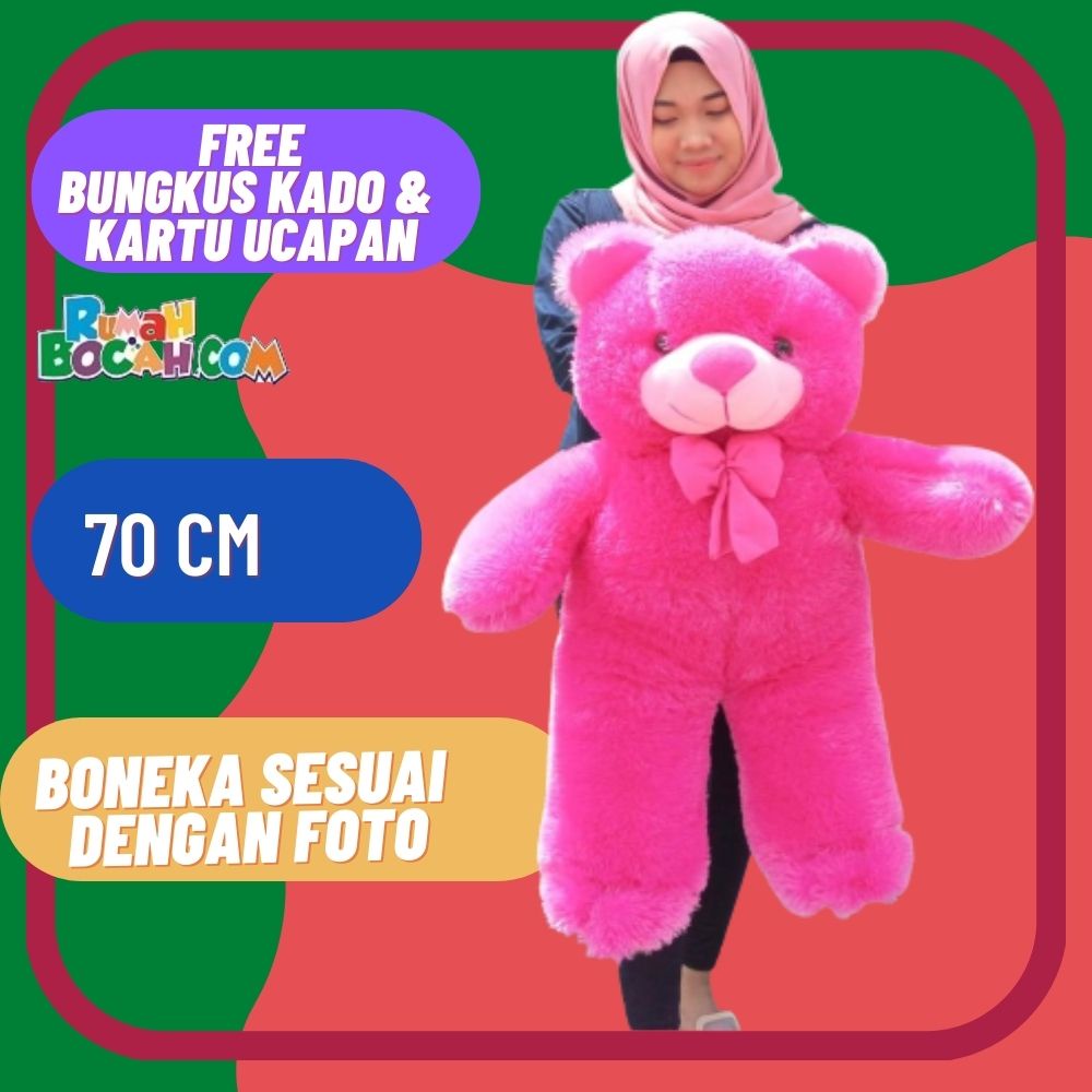 Boneka Beruang 70 cm Teddy Bear Beruang Jumbo Besar Merah Fanta XL untuk Kado Ulang Tahun Kado Anniv