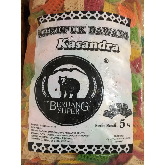 

Kerupuk Bawang Kasandra Cap Beruang Super Warna-warni 5kg