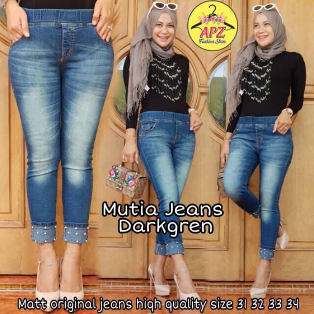 SIZE 27-38 MUTIA JEGGING JEANS VARIASI MUTIARA LIPAT WARNA GRADASI