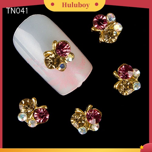 Huluboy Huluboy♡ 10pcs Kupu-Kupu 3D Bahan Alloy Dengan Berlian Imitasi Untuk Dekorasi Manicure DIY