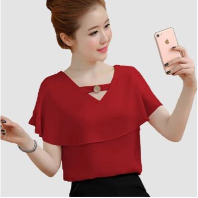 FORTGLASS VIERRA TOP BAJU ATASAN BLOUSE WANITA LENGAN PANJANG PAKAIAN SANTAI CEWEK WARNA HITAM