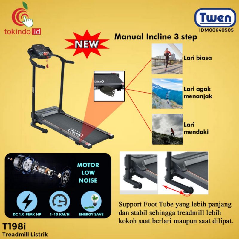 TWEN T198i Treadmill Elektrik Treadmill Listrik Treadmill Murah Treadmill murah
