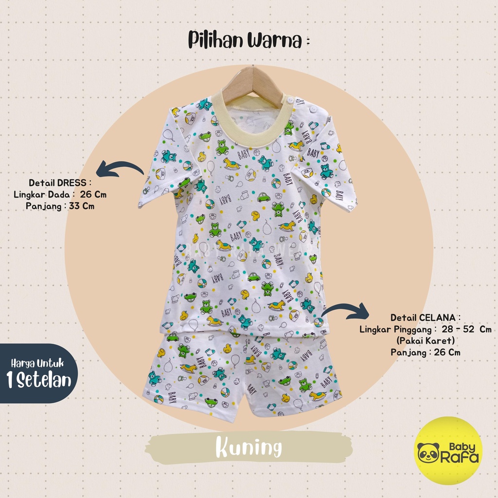Setelan Baju Bayi Pendek Kancing Bahu 0 - 6 Bulan merk SNI SAFFENDA / FEELLOVEBABY-2