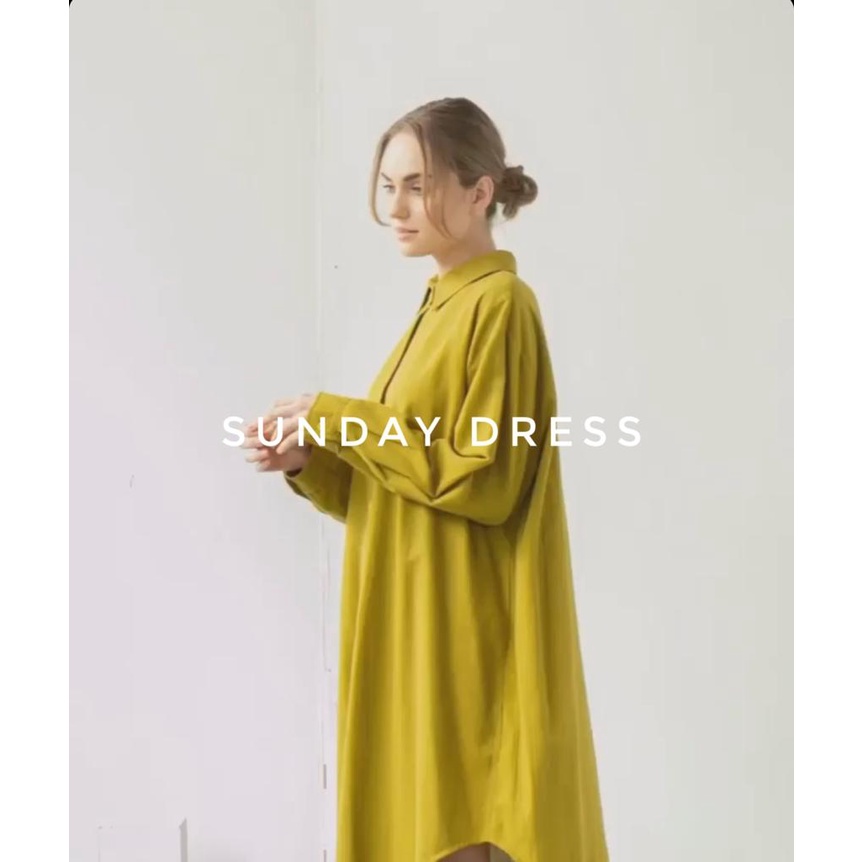 Sunday Dress Kemeja Tunik Katun Linen Polos Full Kancing Busui