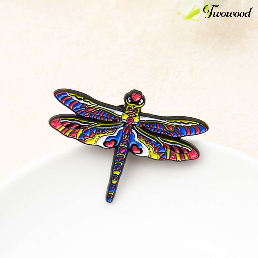 Twowood Dragonfly Shape Multicolored Lapel Pin Alloy Vivid Funny Collar Brooch Badge Backpack Accessories