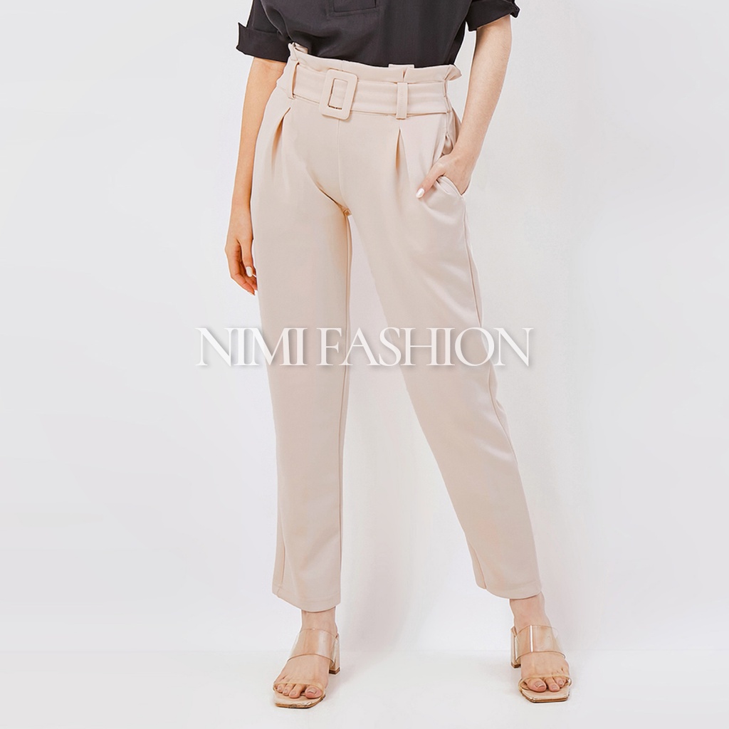 NIMI - Alice Pants Celana Scuba Wanita Celana Scuba Basic Free Belt