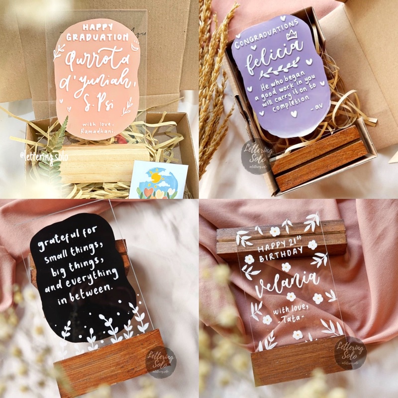 GIFT BOX AKRILIK LETTERING KADO ULANG TAHUN, KADO WISUDA, KADO WEDDING