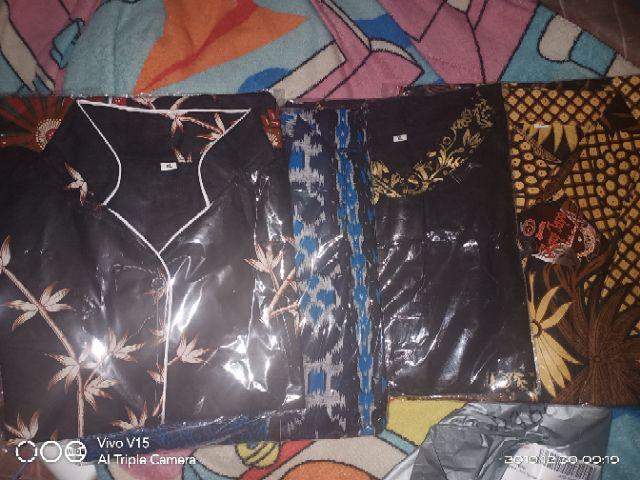 Batik Tunik Shibori Jumputan Terbaru Size M-xl/ Hrb026 Yelbor Navbor / Biru Putih / Original Bel