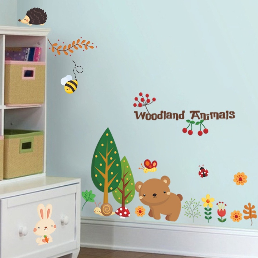 30x63cm 1pc Creative Waterproof Cute Cartoon Animal Pvc Wall Stickers for Kids Room Bedroom Kitchen Decoration