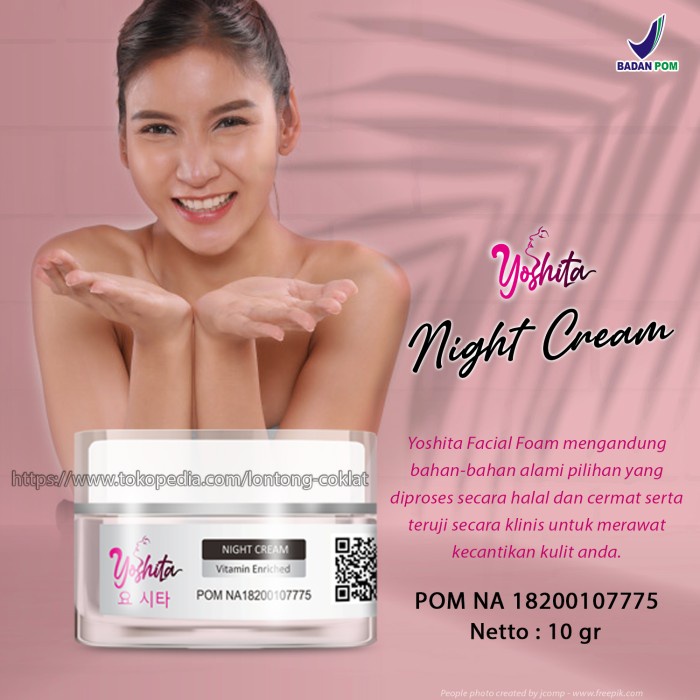 Ready Night cream pemutih wajah BPOM krim malam collagen pencerah wajah