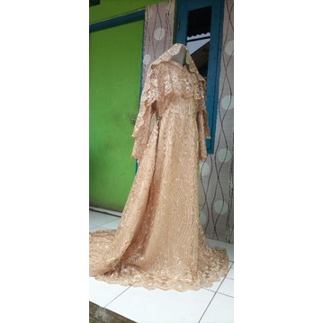 Gaun pengantin Syar'i bisa request ukuran dan Warna / Full Brukat / Full set / Jumbo atau Small / termasuk Aksesoris