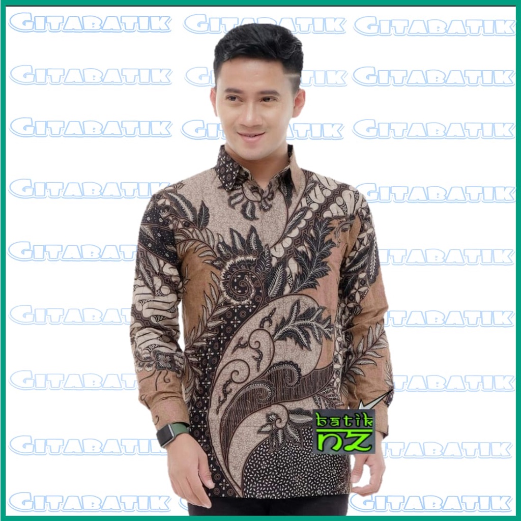 Kemeja Batik Pria Modern Lengan Panjang Casual Modis Slim Fit Trendy Masa Kini OL 162