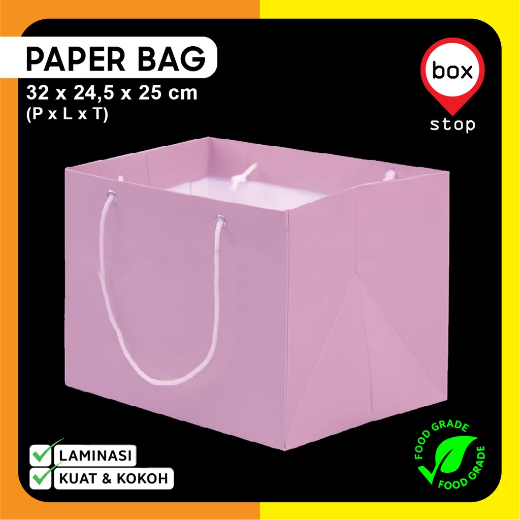 

Paper Bag untuk - Box Donat isi 6 32 x 24.5 x 25 cm - PINK (10 pcs)