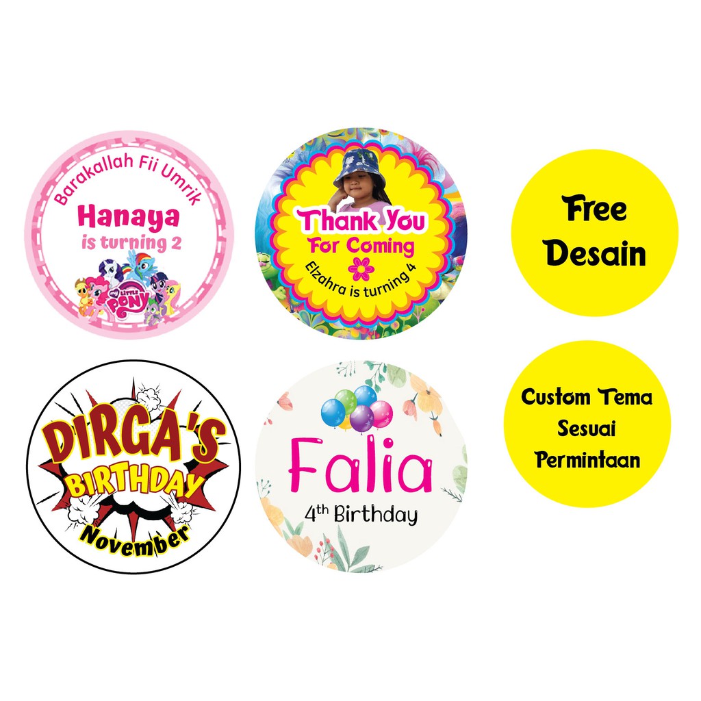 

135 pcs Stiker Ulang Tahun Anak Pakai Foto