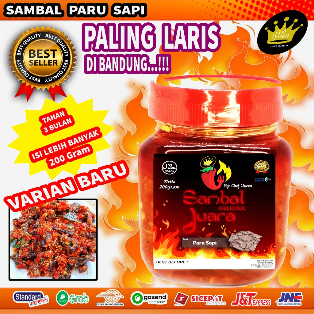 

TERMURAH Sambal Paru Sapi Extra hot ulek Makanan Siap Saji 200gr